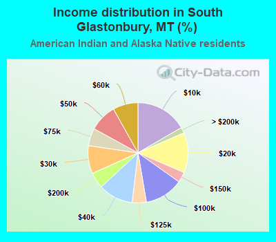 Income distribution in South Glastonbury, MT (%)