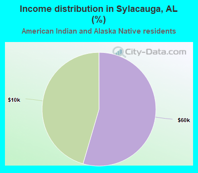 Income distribution in Sylacauga, AL (%)