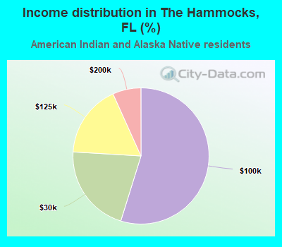 Income distribution in The Hammocks, FL (%)