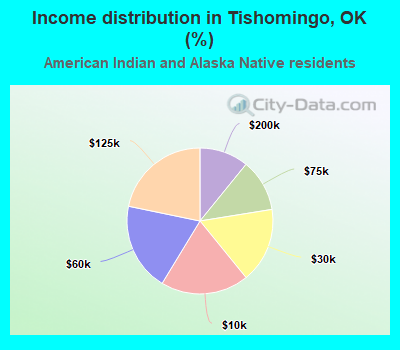 Income distribution in Tishomingo, OK (%)