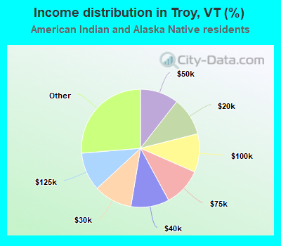 Income distribution in Troy, VT (%)