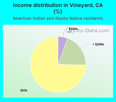 Income distribution in Vineyard, CA (%)