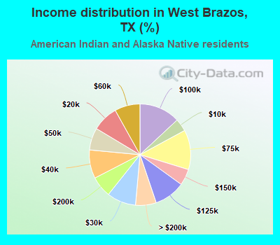 Income distribution in West Brazos, TX (%)