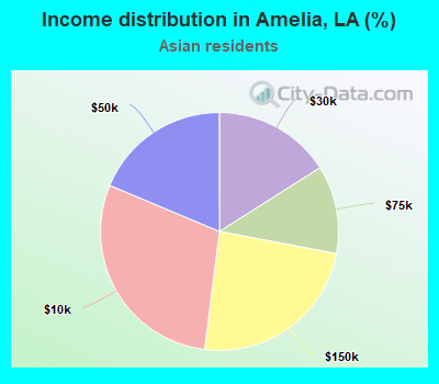 Income distribution in Amelia, LA (%)