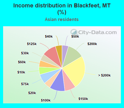 Income distribution in Blackfeet, MT (%)