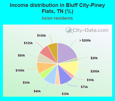 Income distribution in Bluff City-Piney Flats, TN (%)