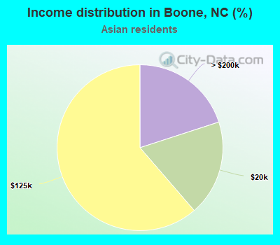 Income distribution in Boone, NC (%)