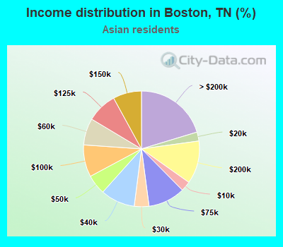 Income distribution in Boston, TN (%)