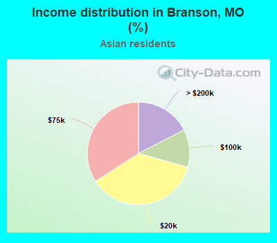 Income distribution in Branson, MO (%)