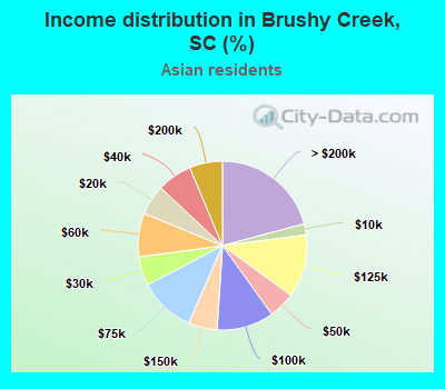 Income distribution in Brushy Creek, SC (%)