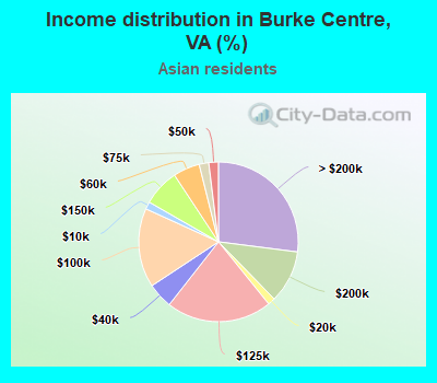 Income distribution in Burke Centre, VA (%)