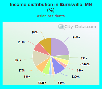Income distribution in Burnsville, MN (%)