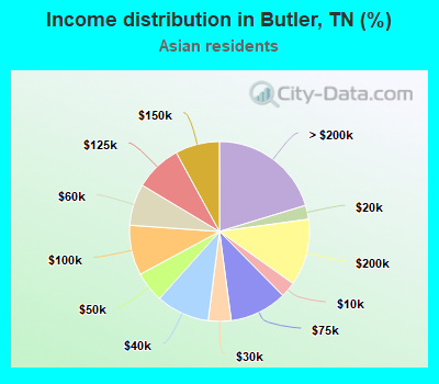 Income distribution in Butler, TN (%)