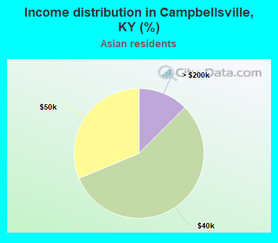 Income distribution in Campbellsville, KY (%)
