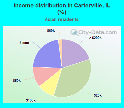 Income distribution in Carterville, IL (%)