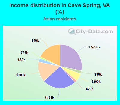 Income distribution in Cave Spring, VA (%)