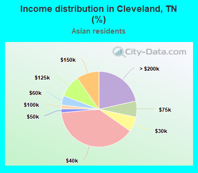 Income distribution in Cleveland, TN (%)