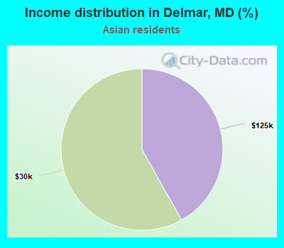 Income distribution in Delmar, MD (%)