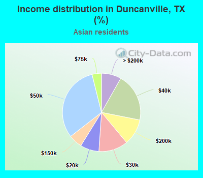 Income distribution in Duncanville, TX (%)