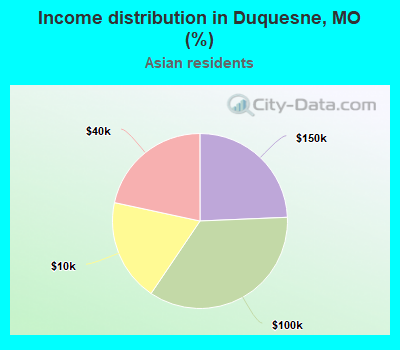 Income distribution in Duquesne, MO (%)