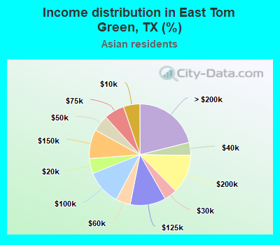 Income distribution in East Tom Green, TX (%)
