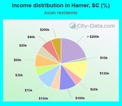 Income distribution in Hamer, SC (%)