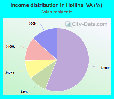 Income distribution in Hollins, VA (%)