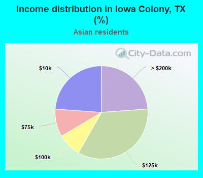 Income distribution in Iowa Colony, TX (%)