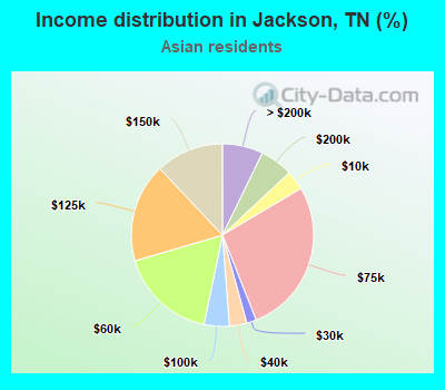 Income distribution in Jackson, TN (%)