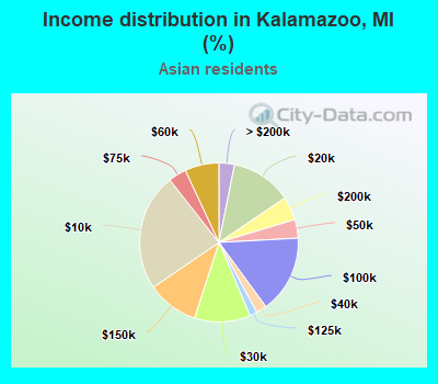 Income distribution in Kalamazoo, MI (%)