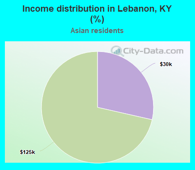 Income distribution in Lebanon, KY (%)