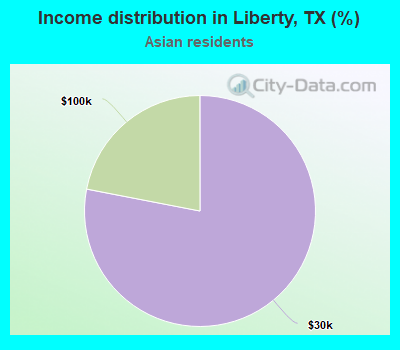 Income distribution in Liberty, TX (%)