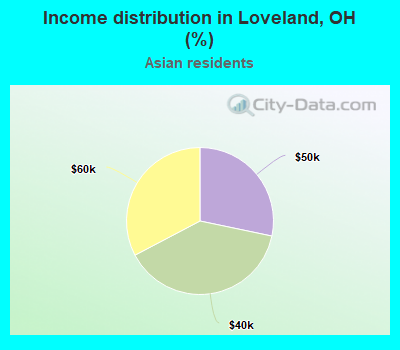 Income distribution in Loveland, OH (%)
