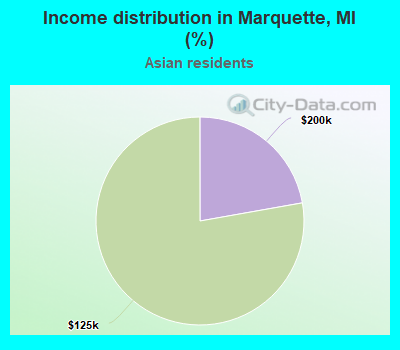 Income distribution in Marquette, MI (%)