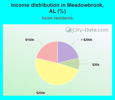 Income distribution in Meadowbrook, AL (%)