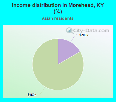 Income distribution in Morehead, KY (%)