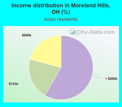 Income distribution in Moreland Hills, OH (%)
