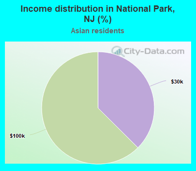 Income distribution in National Park, NJ (%)