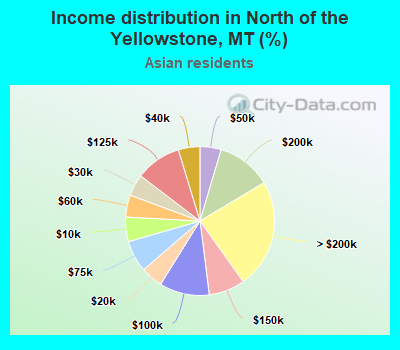 Income distribution in North of the Yellowstone, MT (%)