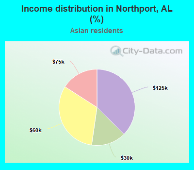 Income distribution in Northport, AL (%)