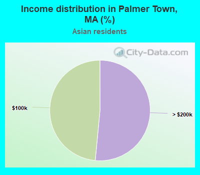 Income distribution in Palmer Town, MA (%)