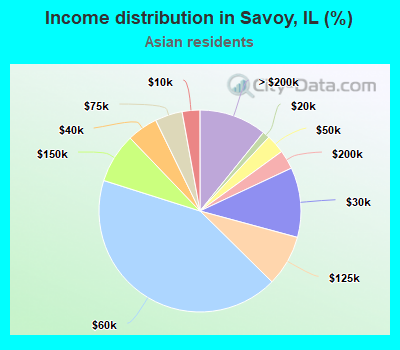 Income distribution in Savoy, IL (%)