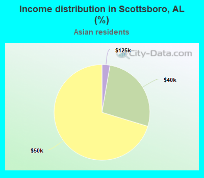 Income distribution in Scottsboro, AL (%)