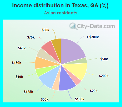 Income distribution in Texas, GA (%)