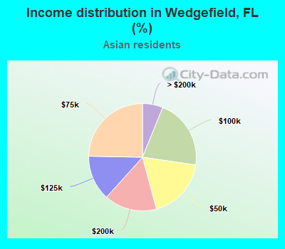 Income distribution in Wedgefield, FL (%)