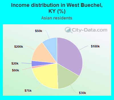 Income distribution in West Buechel, KY (%)
