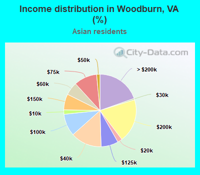 Income distribution in Woodburn, VA (%)