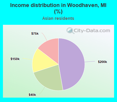 Income distribution in Woodhaven, MI (%)