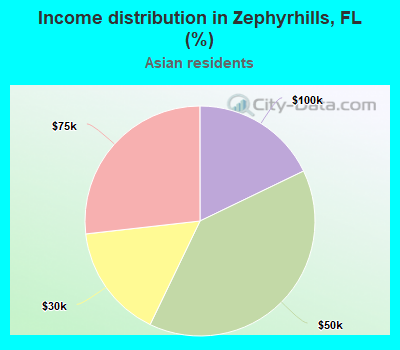 Income distribution in Zephyrhills, FL (%)