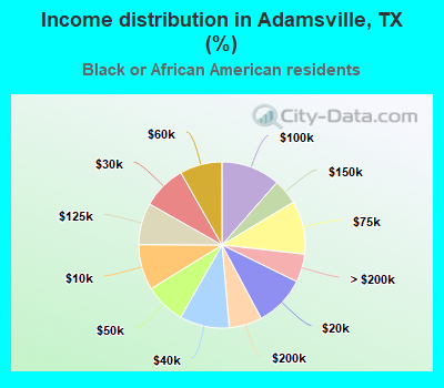 Income distribution in Adamsville, TX (%)